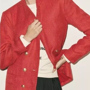 Anthropologie Red Blazer Young Parker